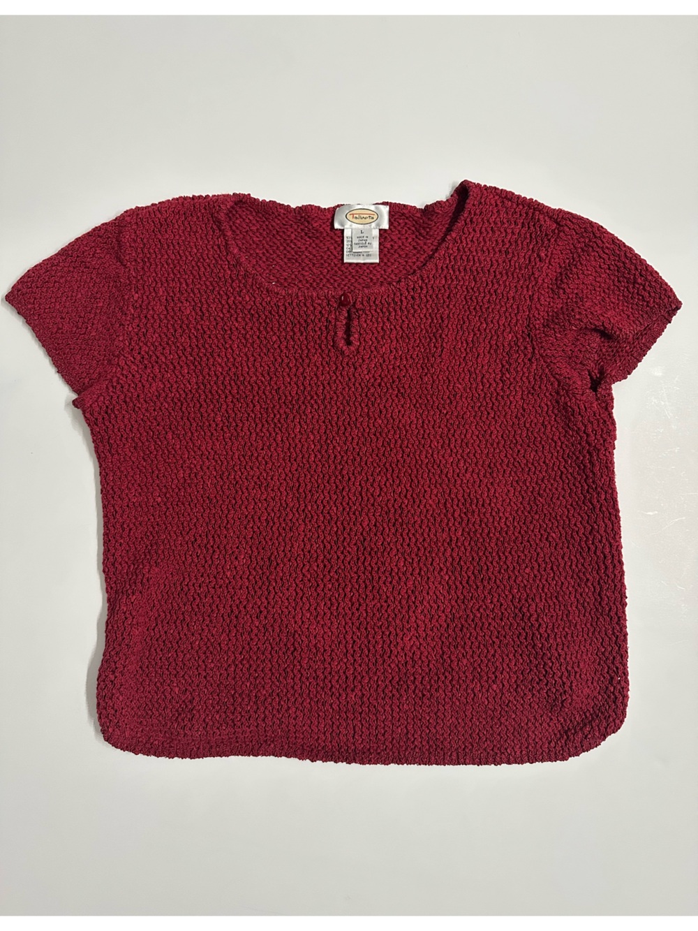 Talbots Short Sleeve Sweater Women's Crochet Pullover
Cranberry Red Size Large
